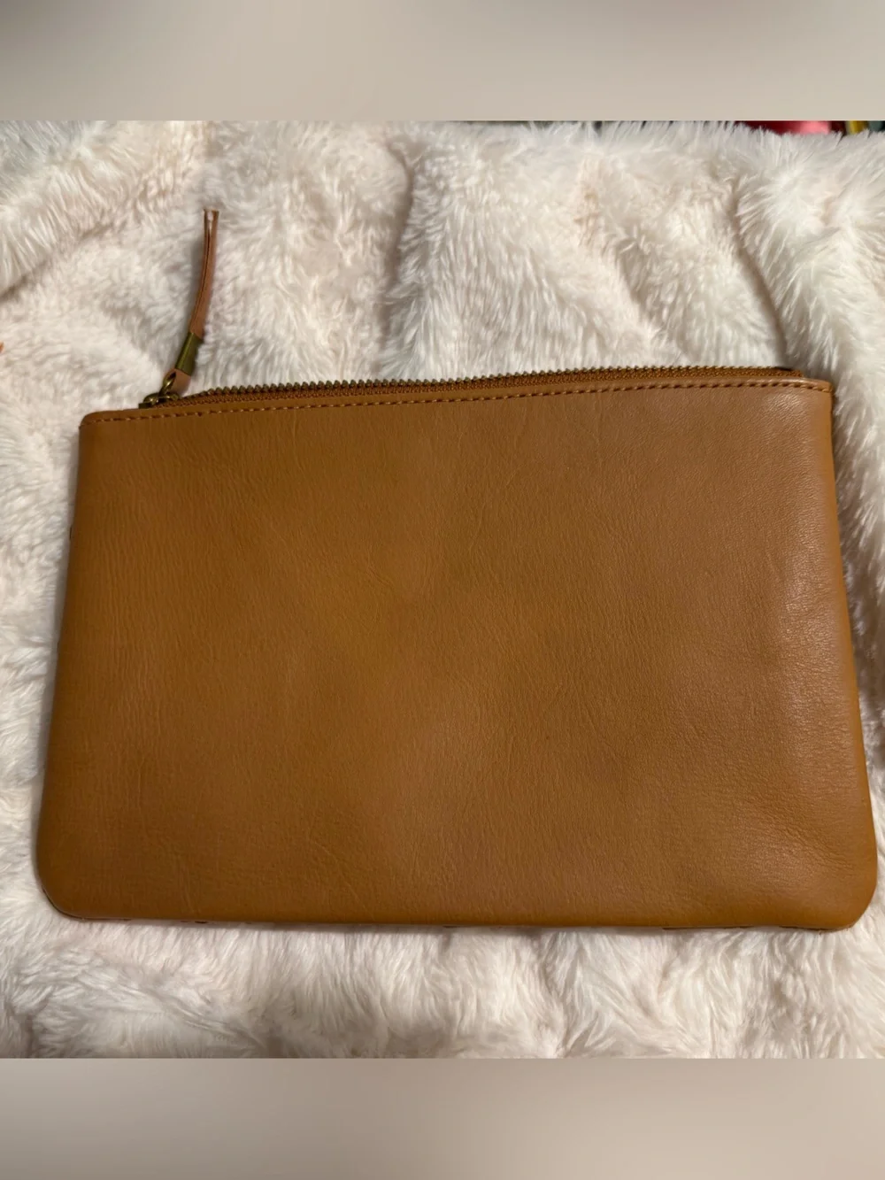 Madewell Tan Woven Leather Zip Pouch
